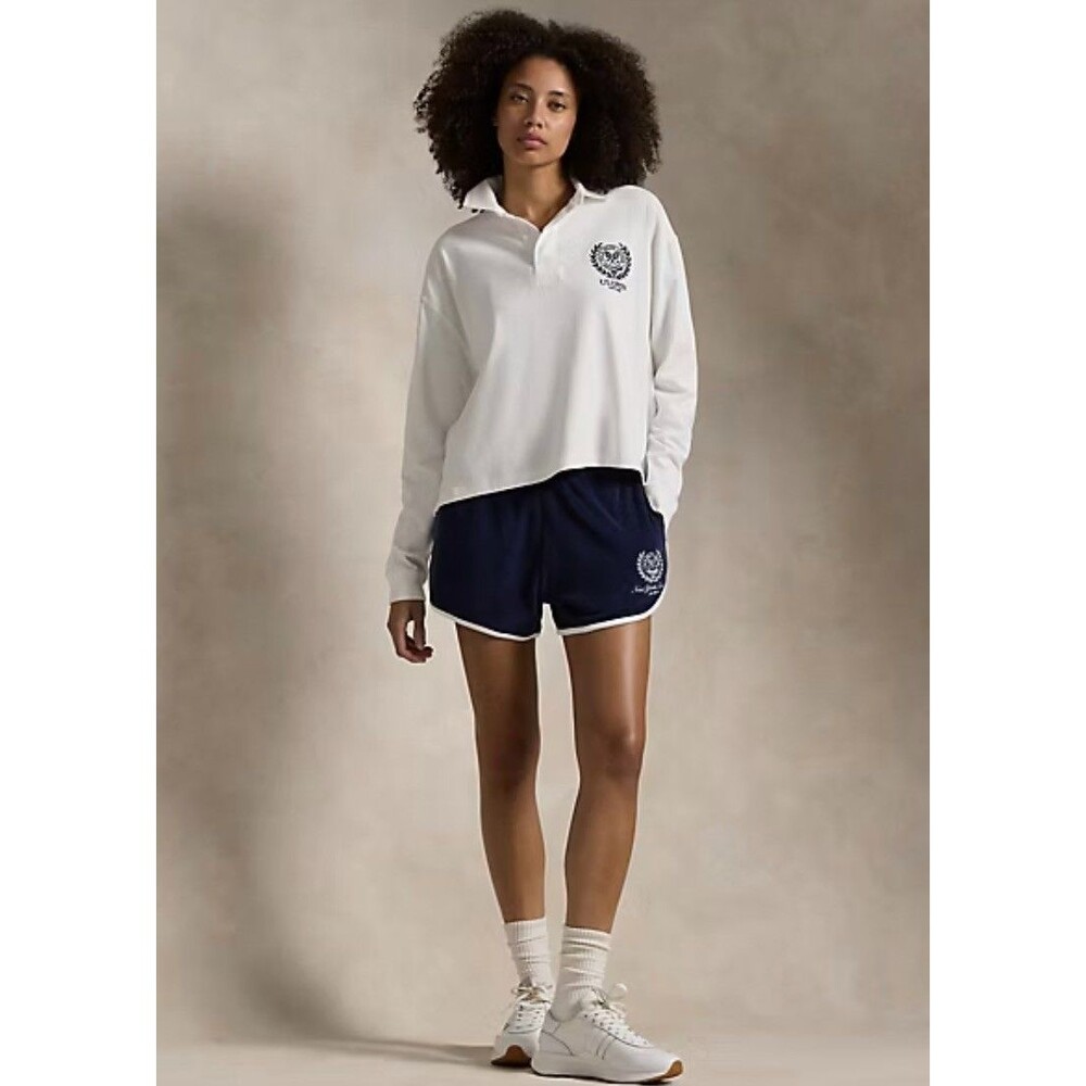 Polo Ralph Lauren 2024 US Open New York  Cropped Rugby Shirt Sz LG Top